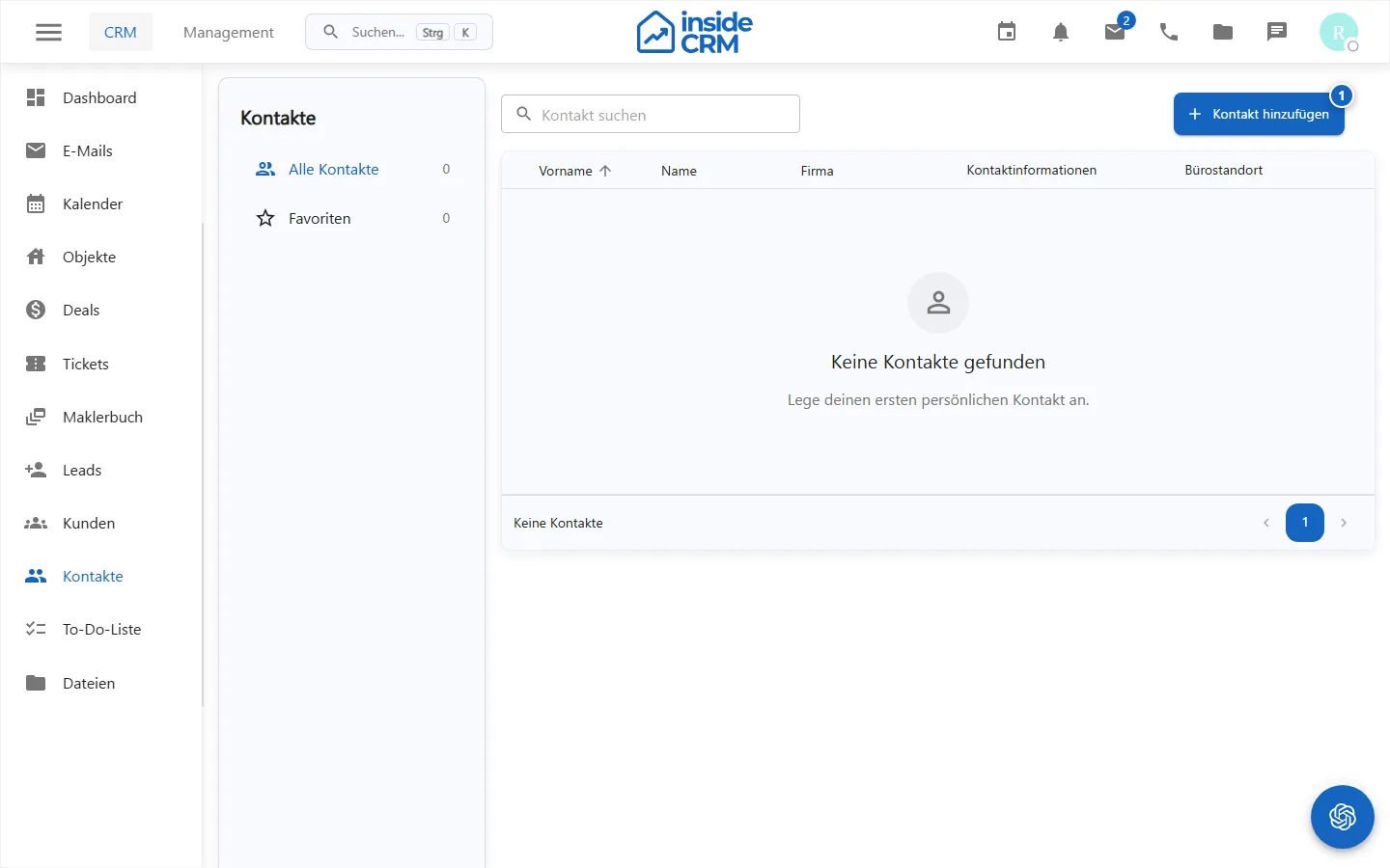 Übersicht der persönlichen Kontakte